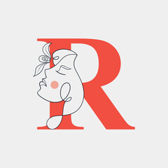 R Letter Beauty Spa Logo