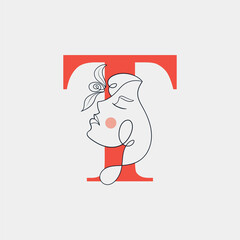 T Letter Beauty Spa Logo
