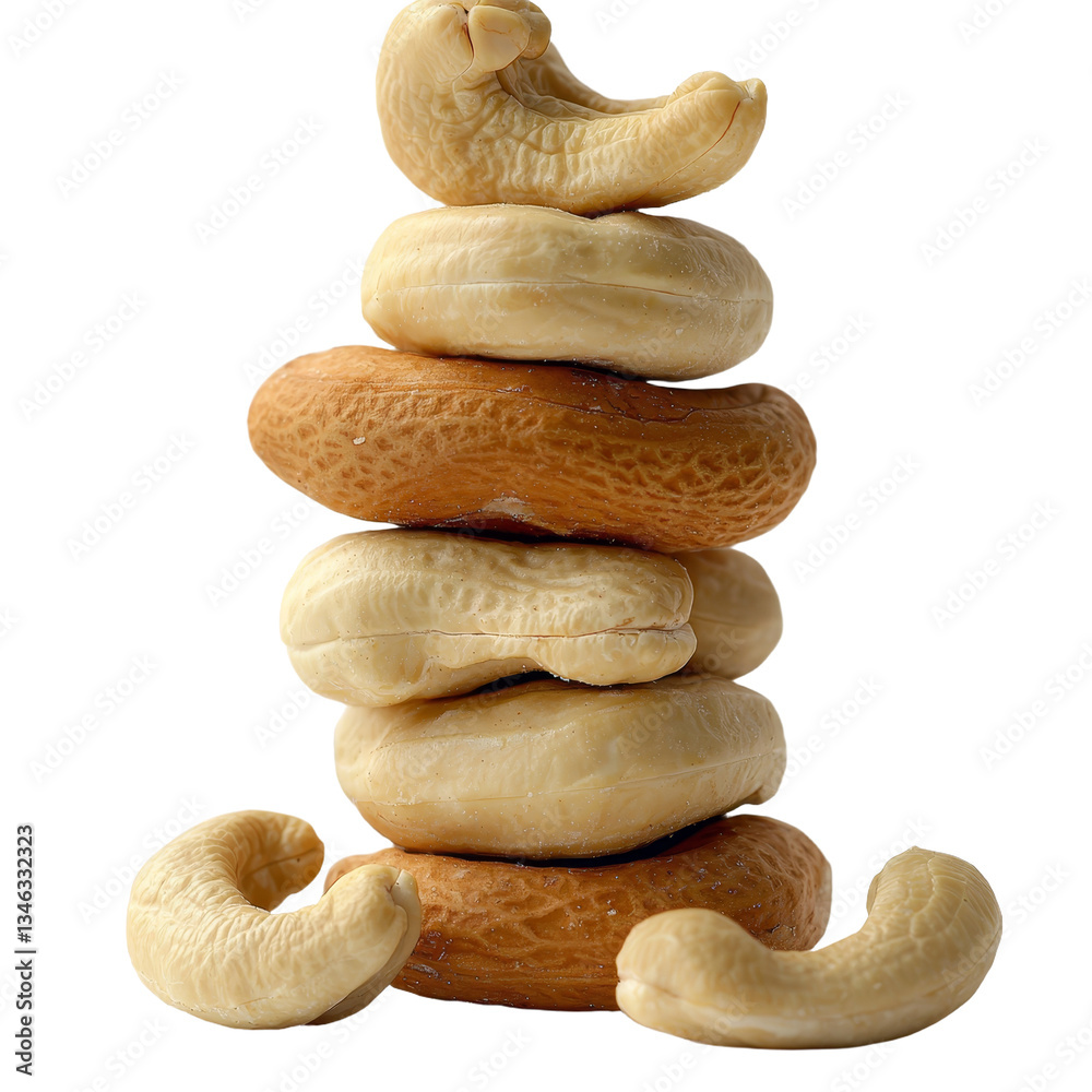 Aufkleber on a transparent background a solitary pile of cashews is created using generative ai