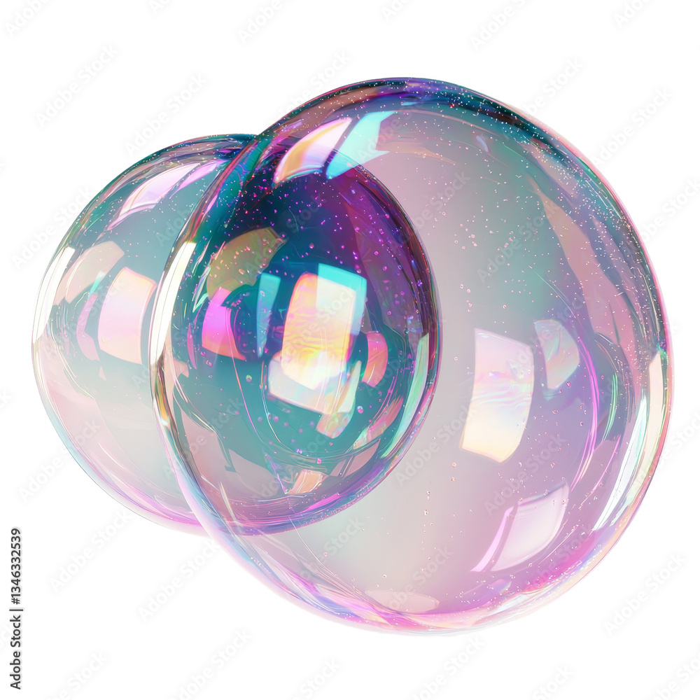 Aufkleber the image of a solitary soap bubble on a transparent background was created with generative ai techn
