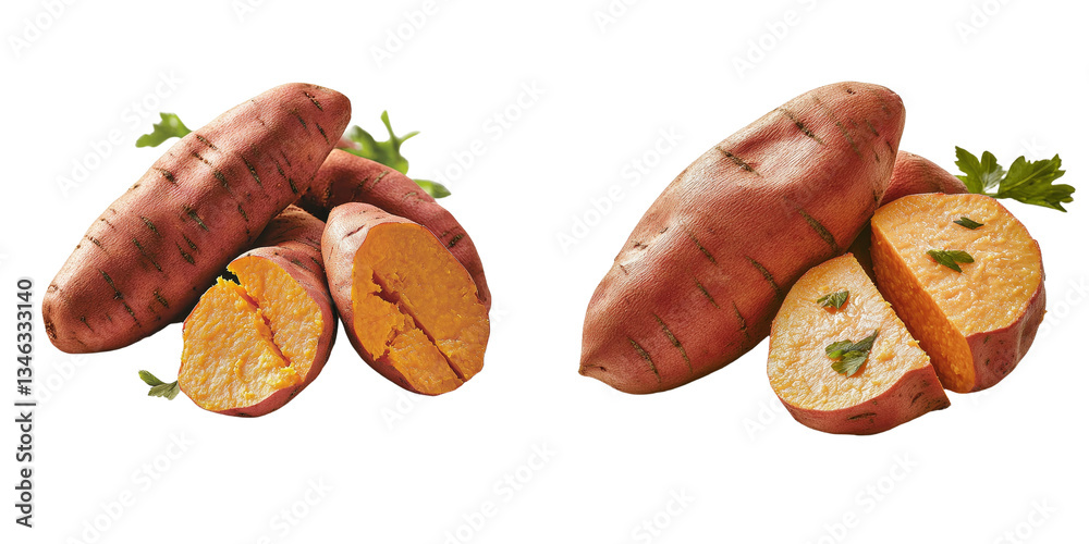 Aufkleber Generative Ai has generated an image of a sweet potato standing alone on a transparent backdrop