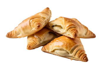 Fresh pastry turnover isolated on white and transparent background.