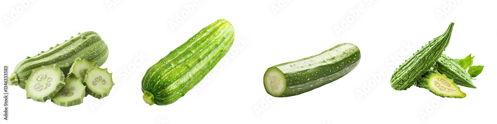 Poster Bitter gourd on a see-through background generated using technology