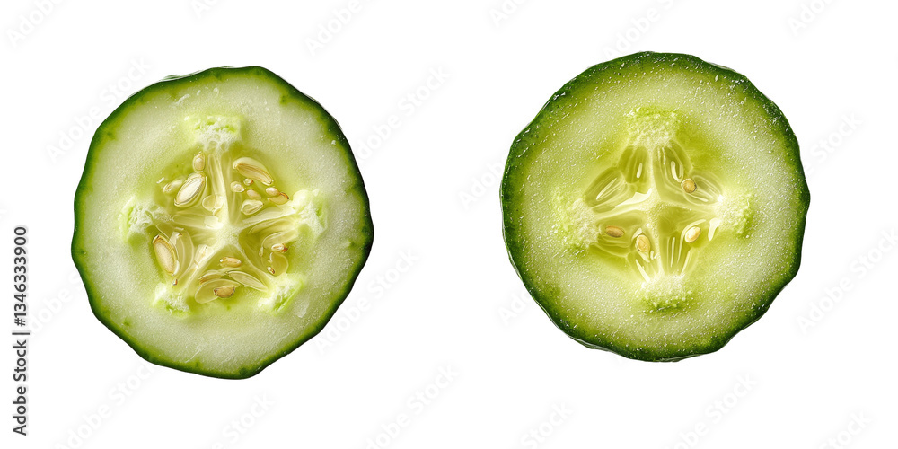 Aufkleber Generative Ai has produced an image of an isolated fresh cucumber slice on a transparent background