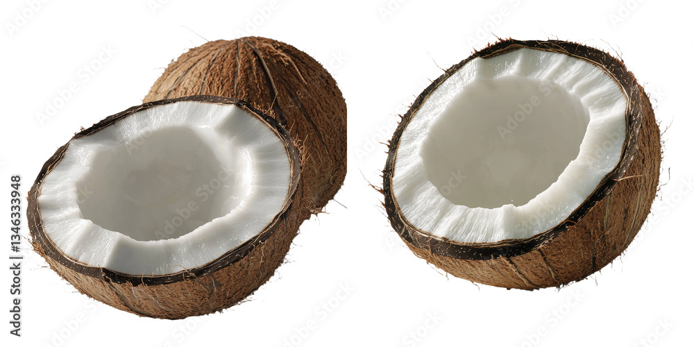 Poster Stock has created an image of an isolated coconut half positioned on a transparent background