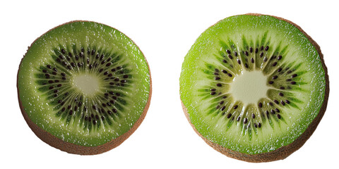 Fototapeta premium The image of a kiwi fruit slice isolated on a transparent background was generated using Generative Ai