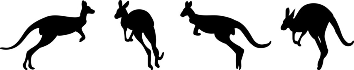 kangaroo jumping black silhouette vector