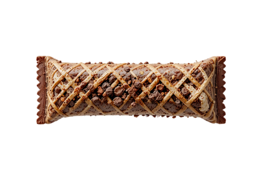 Energy-boosting protein bar isolated on white and transparent background.