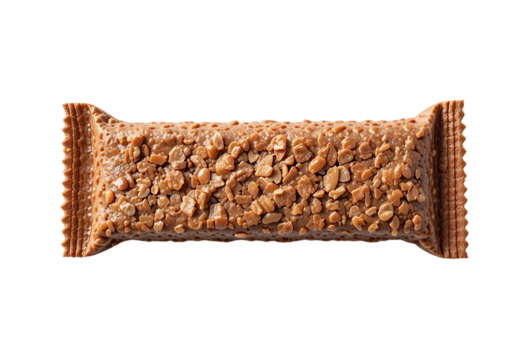 Energy-boosting protein bar isolated on white and transparent background.
