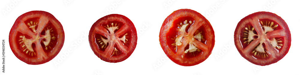 Poster Isolated tomato slices on transparent background made by Generative Ai