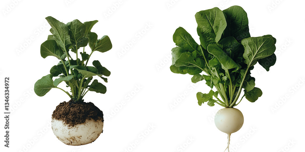 Aufkleber Isolated on a transparent background is a fresh white radish, an image generated by Generative Ai