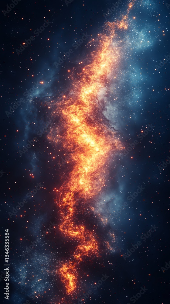 Wall mural cosmic firestorm: a fiery nebula in deep space