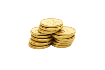 Gold Coins Stack  Business Investment & Financial Growth on Transparent Background