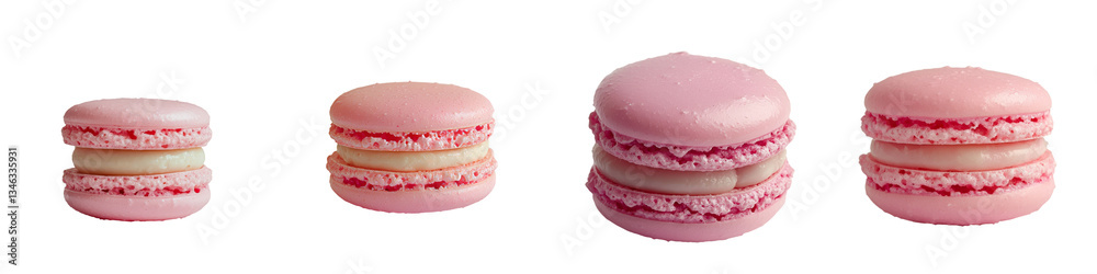Poster on a transparent background, a pink macaron is shown in isolation, generated using stock