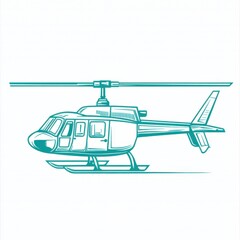Detailed Vector Illustration of a Helicopter in Clean Minimalist Style for Aviation and Travel Themes