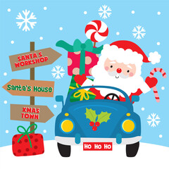 Cute Santa Claus For Christmas Card or Bag design