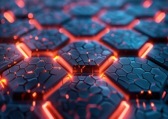 Obraz premium Glowing hexagonal pattern with futuristic digital design.