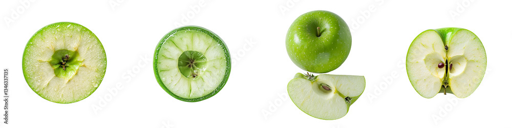 Poster An isolated green apple slice on a transparent background was generated using advanced Generative Ai technology