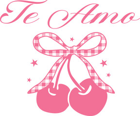 Bow cherry gingham cherries cute doodle vino wine wavy slogan trendyl bow ribbons cute checker modern trending Tee t-shirt logo slogan graphic artwork typography tote badge emblem sketch