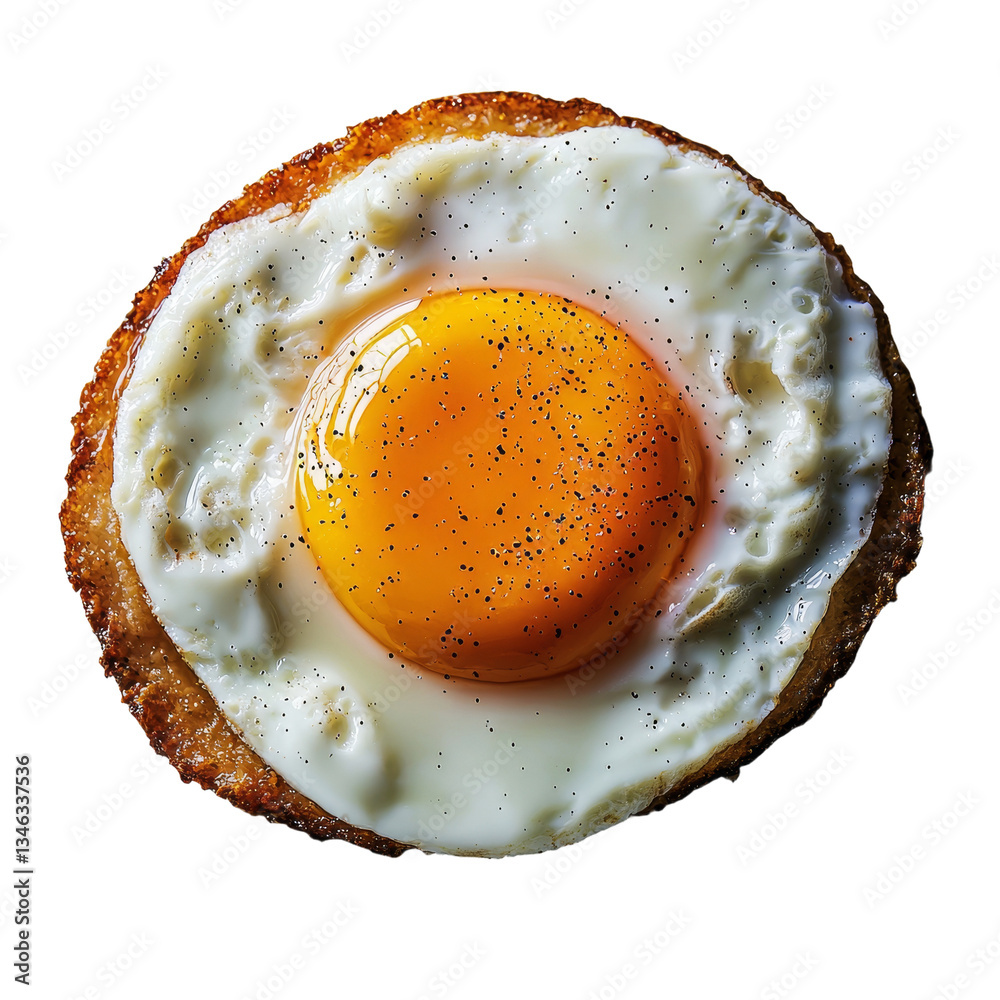 Leinwandbilder a fried egg is depicted in isolation on a transparent background, created using generative ai