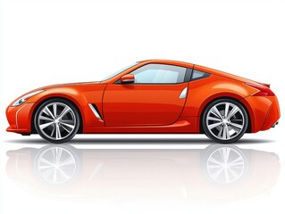 Fototapeta premium Sleek Orange Sports Car with Modern Design and Stylish Profile on White Background