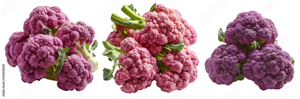 Poster purple cauliflower on a transparent background generated by ai technology