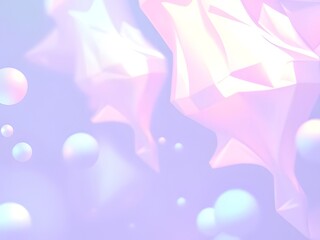 Fototapeta premium Abstract Geometric Forms in Pastel Colors 3D Shapes, Spheres, Low Poly, Background, Soft Light, Aesthetic Design