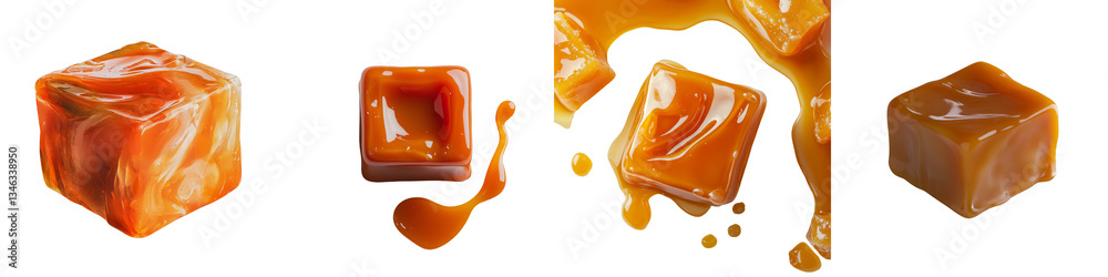 Poster on a transparent background, caramel is depicted in isolation, a product of generative ai