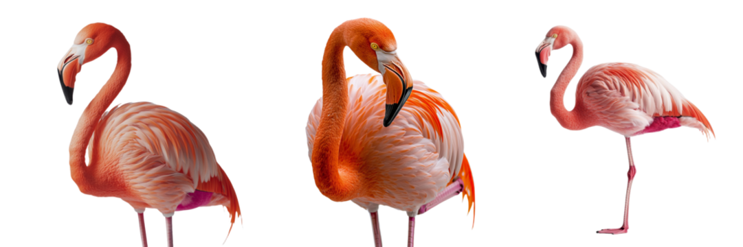 On a transparent background, a flamingo stands in isolation, an image generated by Generative Ai