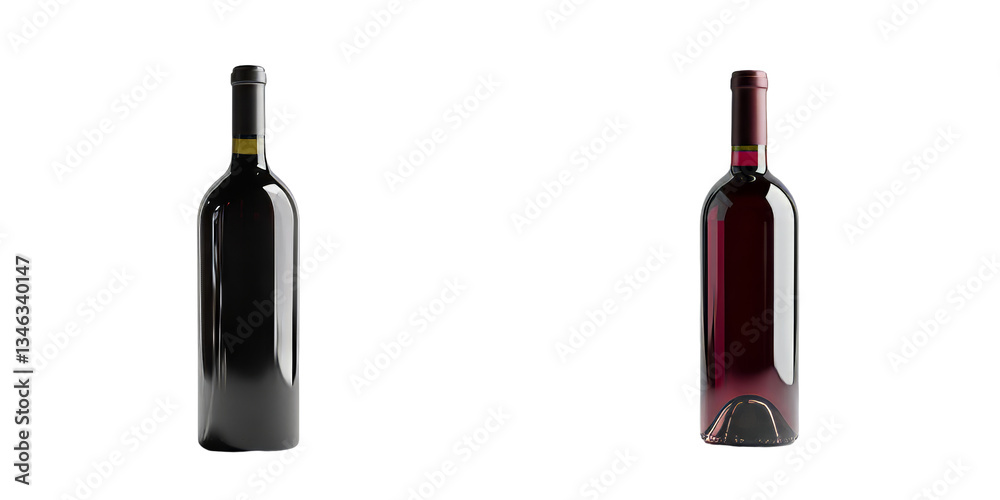 Aufkleber An isolated red wine bottle on a transparent background has been generated using stock tools, specifically Generative Ai