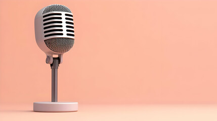Vintage Microphone On Pastel Background