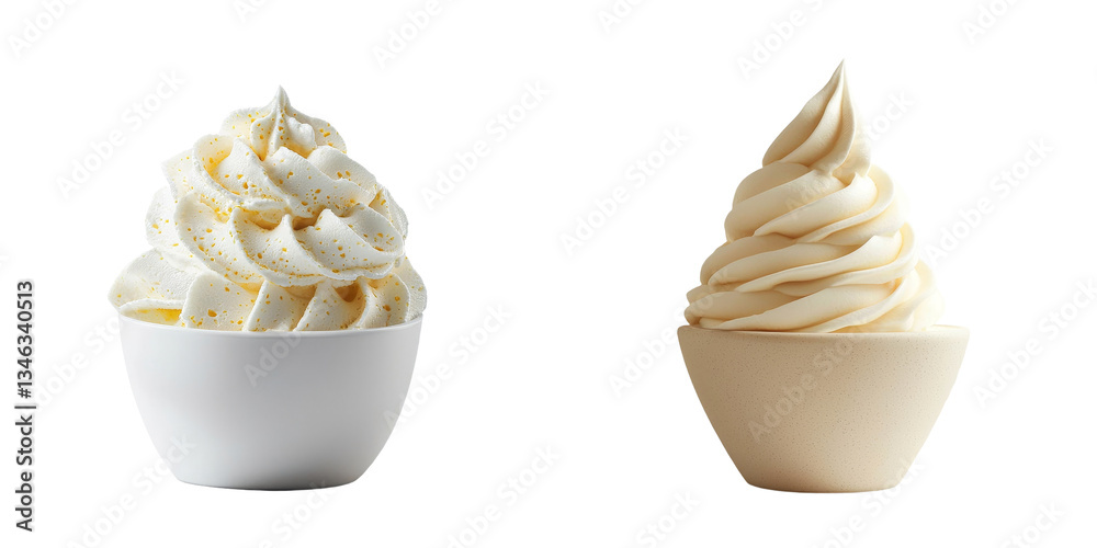 Poster Generative Ai has created an image of sour cream in a bowl, accompanied by mayonnaise or yogurt, isolated on a transparent background