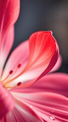 Fototapeta premium Delicate petals of crimson hue unfold like silk in the morning dew, unique, floralart