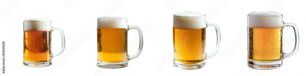 Aufkleber on a transparent background, generative ai has isolated an image of beer