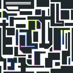 Seamless pattern abstract geometric cyber elements white background