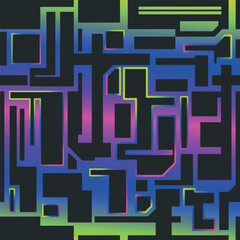 Seamless pattern abstract geometric cyber elements white background