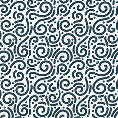 Seamless pattern abstract lines and dots elements black background