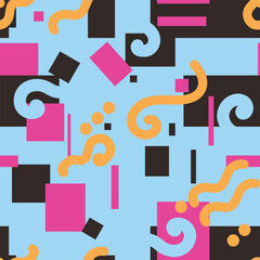 Seamless pattern abstract geometric elements black background