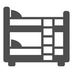 Two tier children bed with ladder solid icon, house interior concept. Vector graphics. Bed pair with ladder sign on white background, glyph style icon for mobile or web design.