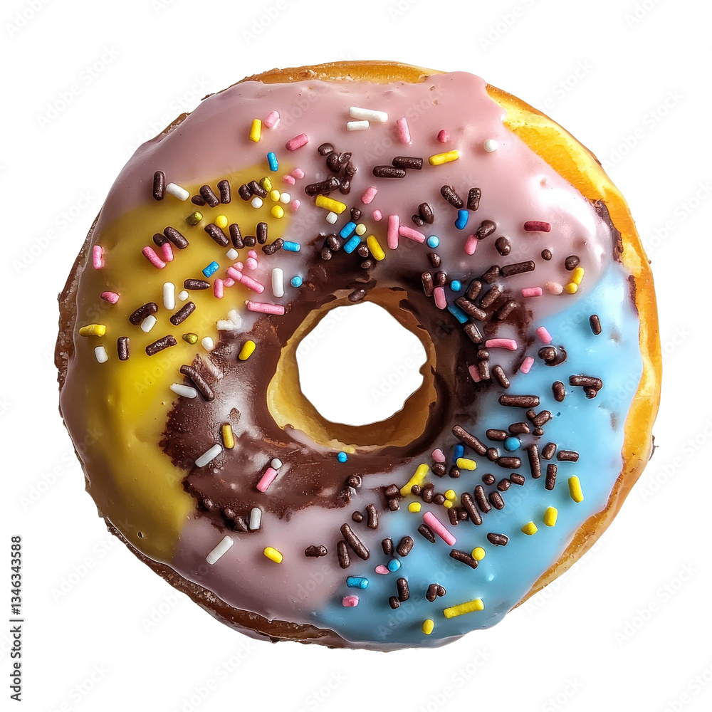 Poster Generative Ai created an isolated image of a Chocolate Sprinkle Donut on a transparent background