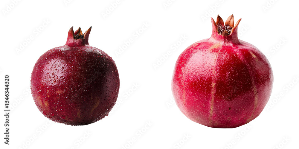 Poster on a transparent background, a single pomegranate fruit is isolated, generated using advanced ai tec
