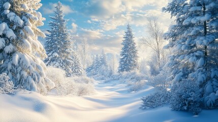 Fototapeta premium Generic Cozy Winter Scene Trees Serene Detail High