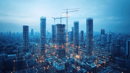 Naklejka premium Smart City Development: A Futuristic Metropolis