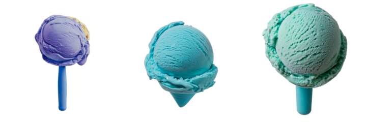 On a transparent background, a blue ice cream scoop is depicted in isolation, a product of Generative Ai