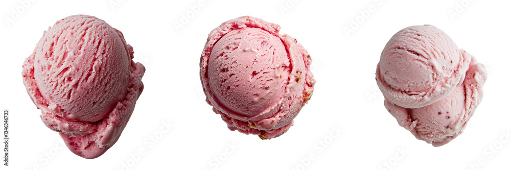 Poster on a transparent background, a pink ice cream scoop is depicted in isolation, a product of generativ