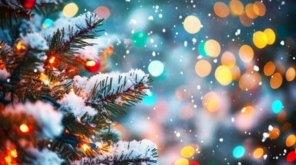 TexturesBackgrounds Festive Winter View Colorful Bokeh