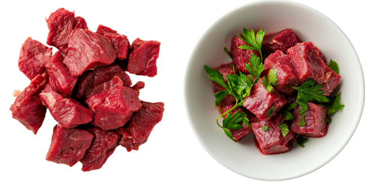 Generative Ai is utilized to isolate beef on a transparent background