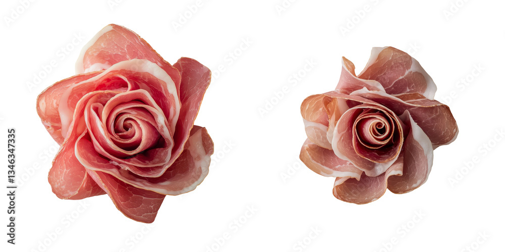 Aufkleber On a transparent background, isolated slices of ham have been generated using Ai technology