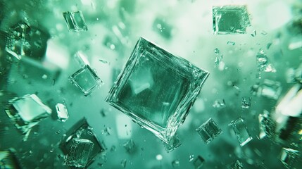 Abstract Rotating Glass Cubes Animation, 4K Loop