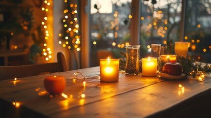 Homedecor Candles Perspective Wooden Inviting Table